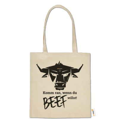 Motiv: Baumwolltasche - Willste Beef? - bestimme auf Wunsch Details wie Produkt, Grösse, Farbe und Position selbst ! Motiv: Baumwolltasche - Willste Beef?