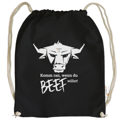 Motiv: Cotton Gymsac - Willste Beef? - bestimme auf Wunsch Details wie Produkt, Grösse, Farbe und Position selbst ! Motiv: Cotton Gymsac - Willste Beef?