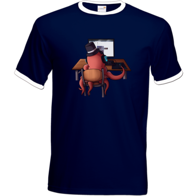 Motiv: T-Shirt Ringer - Supporter Krake - bestimme auf Wunsch Details wie Produkt, Grösse, Farbe und Position selbst ! Motiv: T-Shirt Ringer - Supporter Krake