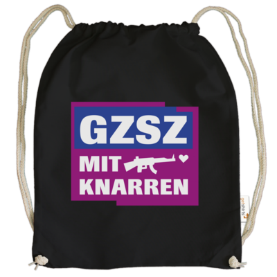 Motiv: Cotton Gymsac - GZSZ mit Knarren - bestimme auf Wunsch Details wie Produkt, Grösse, Farbe und Position selbst ! Motiv: Cotton Gymsac - GZSZ mit Knarren