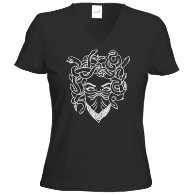 Motiv: T-Shirt Damen V-Neck Classic - Medusa - bestimme auf Wunsch Details wie Produkt, Grösse, Farbe und Position selbst ! Motiv: T-Shirt Damen V-Neck Classic - Medusa