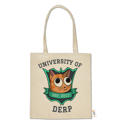 Motiv: Baumwolltasche - University of Derp - bestimme auf Wunsch Details wie Produkt, Grösse, Farbe und Position selbst ! Motiv: Baumwolltasche - University of Derp