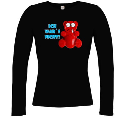 Motiv: Longsleeve Damen Organic - Lucky Bär - Ich war´s nicht! T-Shirt - bestimme auf Wunsch Details wie Produkt, Grösse, Farbe und Position selbst ! Motiv: Longsleeve Damen Organic - Lucky Bär - Ich war´s nicht! T-Shirt
