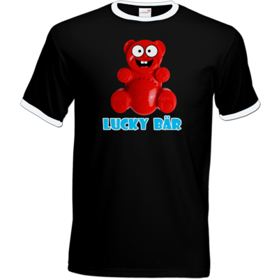 Motiv: T-Shirt Ringer - Lucky Bär - bestimme auf Wunsch Details wie Produkt, Grösse, Farbe und Position selbst ! Motiv: T-Shirt Ringer - Lucky Bär