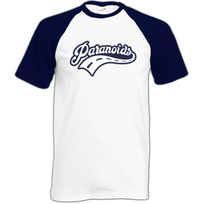 Motiv: Baseball-T FAIR WEAR - Paranoids Navy - bestimme auf Wunsch Details wie Produkt, Grösse, Farbe und Position selbst ! Motiv: Baseball-T FAIR WEAR - Paranoids Navy