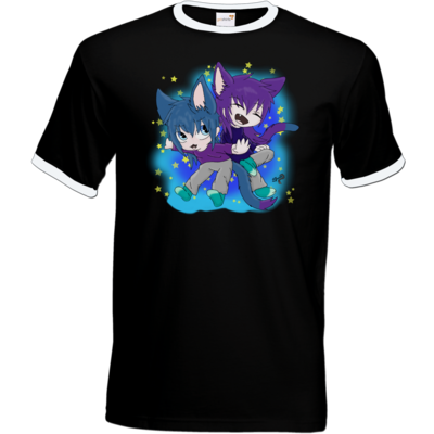 Motiv: T-Shirt Ringer - Katzenbrüder - bestimme auf Wunsch Details wie Produkt, Grösse, Farbe und Position selbst ! Motiv: T-Shirt Ringer - Katzenbrüder