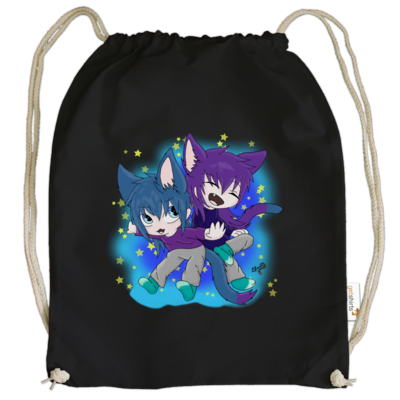 Motiv: Cotton Gymsac - Katzenbrüder - bestimme auf Wunsch Details wie Produkt, Grösse, Farbe und Position selbst ! Motiv: Cotton Gymsac - Katzenbrüder