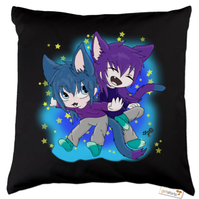 Motiv: Kissen Baumwolle - Katzenbrüder - bestimme auf Wunsch Details wie Produkt, Grösse, Farbe und Position selbst ! Motiv: Kissen Baumwolle - Katzenbrüder