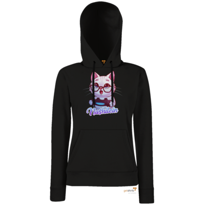Motiv: Hoodie Damen Classic - Nashi Logo + Schriftzug - bestimme auf Wunsch Details wie Produkt, Grösse, Farbe und Position selbst ! Motiv: Hoodie Damen Classic - Nashi Logo + Schriftzug