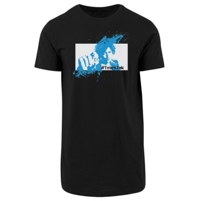 Motiv: Shaped Long Tee - #TeamTak - Blau - bestimme auf Wunsch Details wie Produkt, Grösse, Farbe und Position selbst ! Motiv: Shaped Long Tee - #TeamTak - Blau