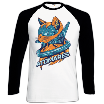 Motiv: Longsleeve Baseball T - Retro Future Cat - bestimme auf Wunsch Details wie Produkt, Grösse, Farbe und Position selbst ! Motiv: Longsleeve Baseball T - Retro Future Cat