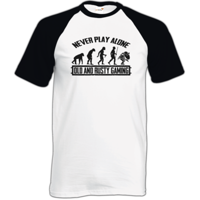 Motiv: TShirt Baseball - Evolution PUBG never play alone black or white - bestimme auf Wunsch Details wie Produkt, Grösse, Farbe und Position selbst ! Motiv: TShirt Baseball - Evolution PUBG never play alone black or white