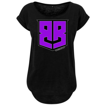Motiv: Ladies Long Slub Tee - Purple Logo - bestimme auf Wunsch Details wie Produkt, Grösse, Farbe und Position selbst ! Motiv: Ladies Long Slub Tee - Purple Logo