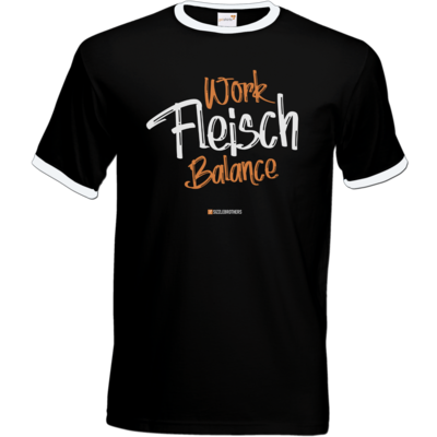 Motiv: T-Shirt Ringer - Fleisch Balance - bestimme auf Wunsch Details wie Produkt, Grösse, Farbe und Position selbst ! Motiv: T-Shirt Ringer - Fleisch Balance