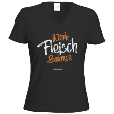 Motiv: T-Shirts Damen V-Neck FAIR WEAR - Fleisch Balance - bestimme auf Wunsch Details wie Produkt, Grösse, Farbe und Position selbst ! Motiv: T-Shirts Damen V-Neck FAIR WEAR - Fleisch Balance