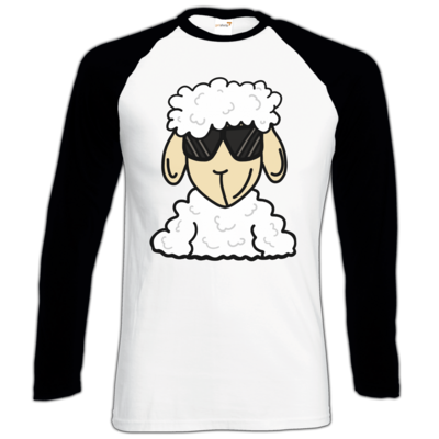 Motiv: Longsleeve Baseball T - ZOS Schaf mit Sonnenbrille - bestimme auf Wunsch Details wie Produkt, Grösse, Farbe und Position selbst ! Motiv: Longsleeve Baseball T - ZOS Schaf mit Sonnenbrille