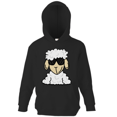 Motiv: Kids Hooded Sweat - ZOS Schaf mit Sonnenbrille - bestimme auf Wunsch Details wie Produkt, Grösse, Farbe und Position selbst ! Motiv: Kids Hooded Sweat - ZOS Schaf mit Sonnenbrille