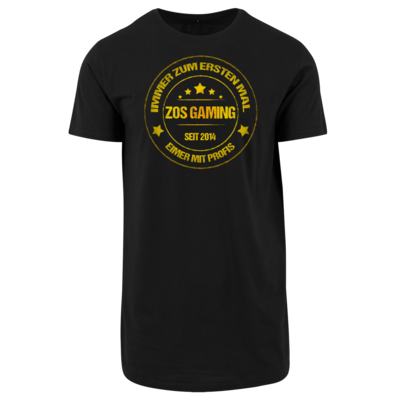 Motiv: Shaped Long Tee - ZOS Vintage GOLD - Eimer mit Profis - bestimme auf Wunsch Details wie Produkt, Grösse, Farbe und Position selbst ! Motiv: Shaped Long Tee - ZOS Vintage GOLD - Eimer mit Profis