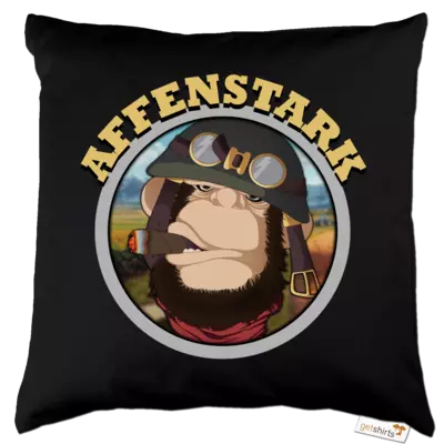 Motiv: Kissen Baumwolle - Affenstark - bestimme auf Wunsch Details wie Produkt, Grösse, Farbe und Position selbst ! Motiv: Kissen Baumwolle - Affenstark