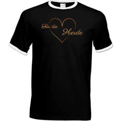 Motiv: T-Shirt Ringer - Für die Herde - Herz - bestimme auf Wunsch Details wie Produkt, Grösse, Farbe und Position selbst ! Motiv: T-Shirt Ringer - Für die Herde - Herz