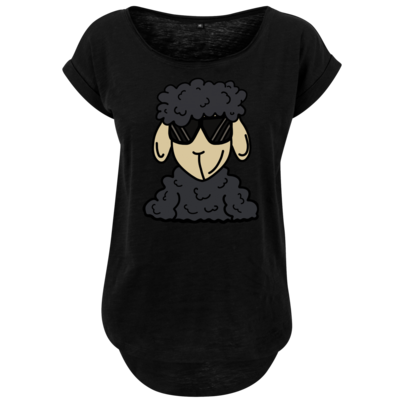 Motiv: Ladies Long Slub Tee - ZOS Schaf mit Sonnenbrille grau - bestimme auf Wunsch Details wie Produkt, Grösse, Farbe und Position selbst ! Motiv: Ladies Long Slub Tee - ZOS Schaf mit Sonnenbrille grau