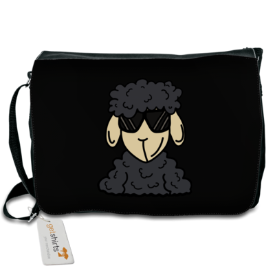 Motiv: Schultertasche - ZOS Schaf mit Sonnenbrille grau - bestimme auf Wunsch Details wie Produkt, Grösse, Farbe und Position selbst ! Motiv: Schultertasche - ZOS Schaf mit Sonnenbrille grau