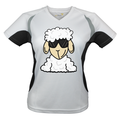 Motiv: Laufshirt Lady Running T - ZOS Schaf mit Sonnenbrille - bestimme auf Wunsch Details wie Produkt, Grösse, Farbe und Position selbst ! Motiv: Laufshirt Lady Running T - ZOS Schaf mit Sonnenbrille