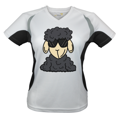 Motiv: Laufshirt Lady Running T - ZOS Schaf mit Sonnenbrille grau - bestimme auf Wunsch Details wie Produkt, Grösse, Farbe und Position selbst ! Motiv: Laufshirt Lady Running T - ZOS Schaf mit Sonnenbrille grau