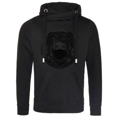 Motiv: Cross Neck Hoodie - GANG - Black - bestimme auf Wunsch Details wie Produkt, Grösse, Farbe und Position selbst ! Motiv: Cross Neck Hoodie - GANG - Black