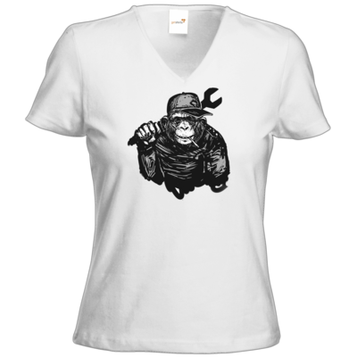 Motiv: T-Shirt Damen V-Neck Classic - Monkeynetics - Logo 