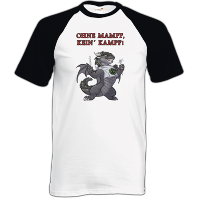 Motiv: TShirt Baseball - Ulisses - Ohne Mampf kein Kampf - bestimme auf Wunsch Details wie Produkt, Grösse, Farbe und Position selbst ! Motiv: TShirt Baseball - Ulisses - Ohne Mampf kein Kampf