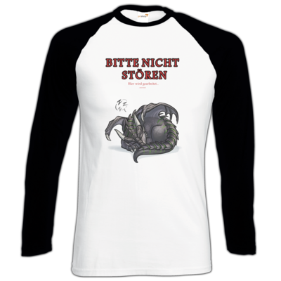 Motiv: Longsleeve Baseball T - Ulisses - Bitte nicht stören - bestimme auf Wunsch Details wie Produkt, Grösse, Farbe und Position selbst ! Motiv: Longsleeve Baseball T - Ulisses - Bitte nicht stören