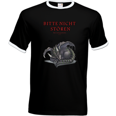 Motiv: T-Shirt Ringer - Ulisses - Bitte nicht stören - bestimme auf Wunsch Details wie Produkt, Grösse, Farbe und Position selbst ! Motiv: T-Shirt Ringer - Ulisses - Bitte nicht stören