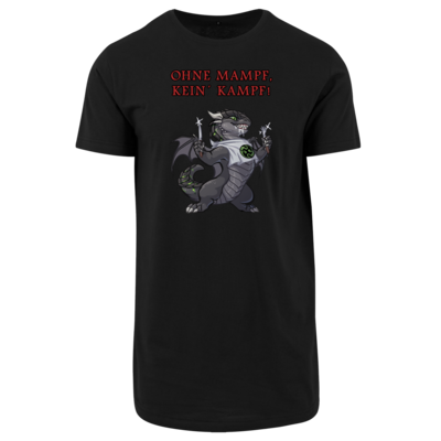 Motiv: Shaped Long Tee - Ulisses - Ohne Mampf kein Kampf - bestimme auf Wunsch Details wie Produkt, Grösse, Farbe und Position selbst ! Motiv: Shaped Long Tee - Ulisses - Ohne Mampf kein Kampf