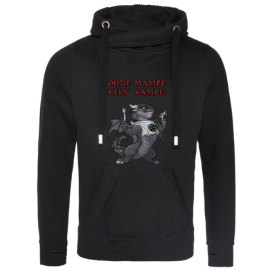 Motiv: Cross Neck Hoodie - Ulisses - Ohne Mampf kein Kampf - bestimme auf Wunsch Details wie Produkt, Grösse, Farbe und Position selbst ! Motiv: Cross Neck Hoodie - Ulisses - Ohne Mampf kein Kampf