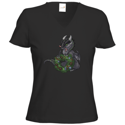 Motiv: T-Shirt Damen V-Neck Classic - Ulisses - Chibi - Weihnachtsmotiv 2 - bestimme auf Wunsch Details wie Produkt, Grösse, Farbe und Position selbst ! Motiv: T-Shirt Damen V-Neck Classic - Ulisses - Chibi - Weihnachtsmotiv 2