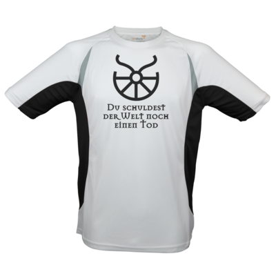 Motiv: Laufshirt Running T - Sprüche - Götter - Boron - Du schuldest der Welt noch einen Tod - bestimme auf Wunsch Details wie Produkt, Grösse, Farbe und Position selbst ! Motiv: Laufshirt Running T - Sprüche - Götter - Boron - Du schuldest der Welt noch einen Tod