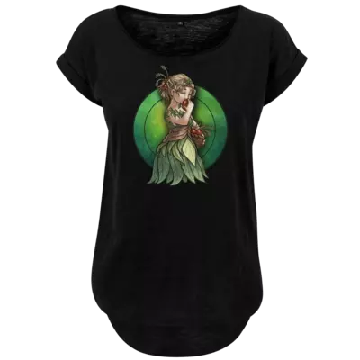 Motiv: Ladies Long Slub Tee - Götter - Peraine - Chibi - bestimme auf Wunsch Details wie Produkt, Grösse, Farbe und Position selbst ! Motiv: Ladies Long Slub Tee - Götter - Peraine - Chibi
