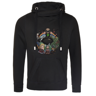 Motiv: Cross Neck Hoodie - Let's Plays - Das Buch Der Abenteuer - Chibi - bestimme auf Wunsch Details wie Produkt, Grösse, Farbe und Position selbst ! Motiv: Cross Neck Hoodie - Let's Plays - Das Buch Der Abenteuer - Chibi