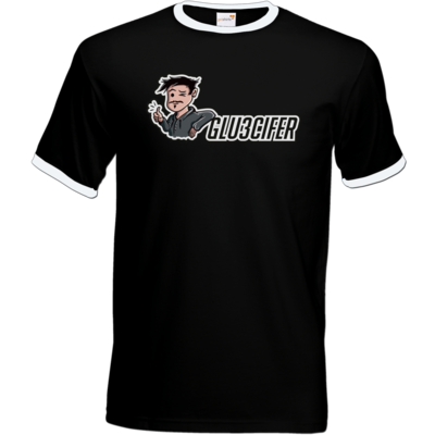 Motiv: T-Shirt Ringer - Logo Glu3cifer - bestimme auf Wunsch Details wie Produkt, Grösse, Farbe und Position selbst ! Motiv: T-Shirt Ringer - Logo Glu3cifer