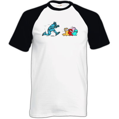Motiv: TShirt Baseball - Pac-Man - bestimme auf Wunsch Details wie Produkt, Grösse, Farbe und Position selbst ! Motiv: TShirt Baseball - Pac-Man