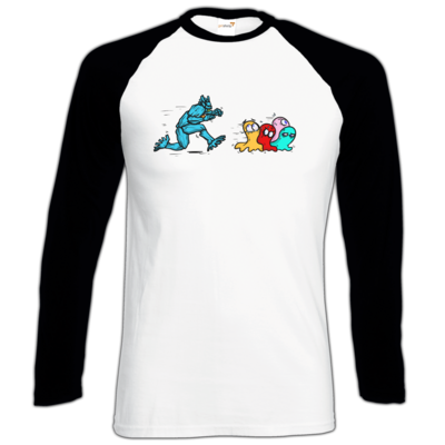 Motiv: Longsleeve Baseball T - Pac-Man - bestimme auf Wunsch Details wie Produkt, Grösse, Farbe und Position selbst ! Motiv: Longsleeve Baseball T - Pac-Man