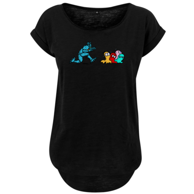 Motiv: Ladies Long Slub Tee - Pac-Man - bestimme auf Wunsch Details wie Produkt, Grösse, Farbe und Position selbst ! Motiv: Ladies Long Slub Tee - Pac-Man