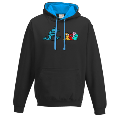 Motiv: Two-Tone Hoodie - Pac-Man - bestimme auf Wunsch Details wie Produkt, Grösse, Farbe und Position selbst ! Motiv: Two-Tone Hoodie - Pac-Man