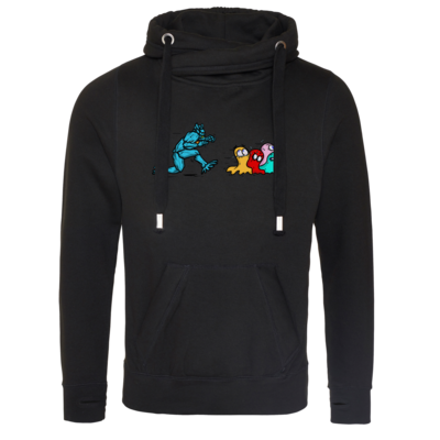 Motiv: Cross Neck Hoodie - Pac-Man - bestimme auf Wunsch Details wie Produkt, Grösse, Farbe und Position selbst ! Motiv: Cross Neck Hoodie - Pac-Man