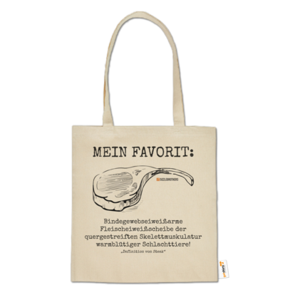 Motiv: Baumwolltasche - Definition Steak - bestimme auf Wunsch Details wie Produkt, Grösse, Farbe und Position selbst ! Motiv: Baumwolltasche - Definition Steak