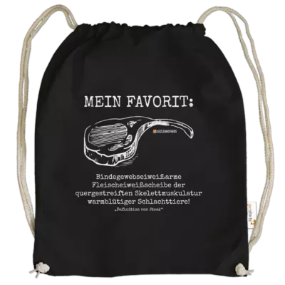 Motiv: Cotton Gymsac - Definition Steak - bestimme auf Wunsch Details wie Produkt, Grösse, Farbe und Position selbst ! Motiv: Cotton Gymsac - Definition Steak