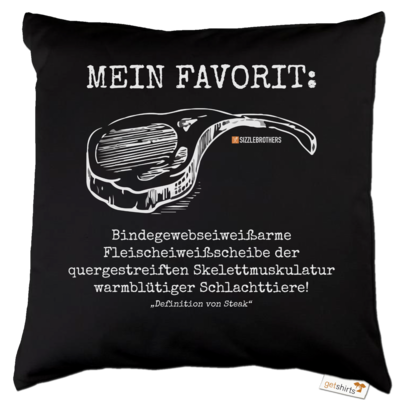 Motiv: Kissen Baumwolle - Definition Steak - bestimme auf Wunsch Details wie Produkt, Grösse, Farbe und Position selbst ! Motiv: Kissen Baumwolle - Definition Steak