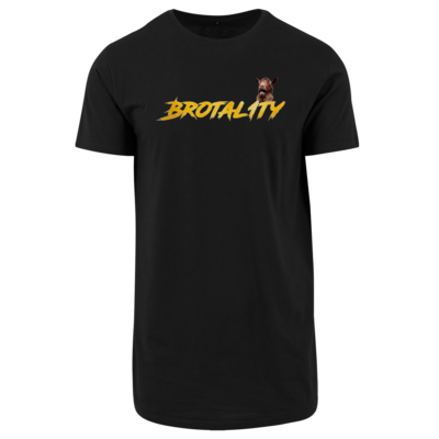 Motiv: Shaped Long Tee - Brotal1ty Gold - bestimme auf Wunsch Details wie Produkt, Grösse, Farbe und Position selbst ! Motiv: Shaped Long Tee - Brotal1ty Gold