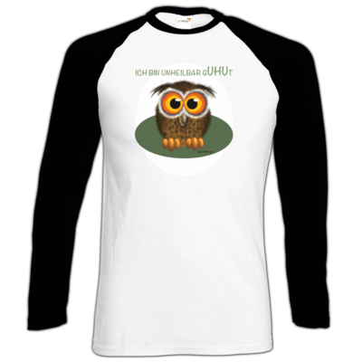 Motiv: Longsleeve Baseball T - Unheilbar gUHUt - bestimme auf Wunsch Details wie Produkt, Grösse, Farbe und Position selbst ! Motiv: Longsleeve Baseball T - Unheilbar gUHUt